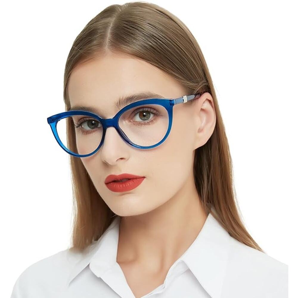 Oversized Women’s Reading Glasses +1.25 Blue Fashion Lightweight Readers